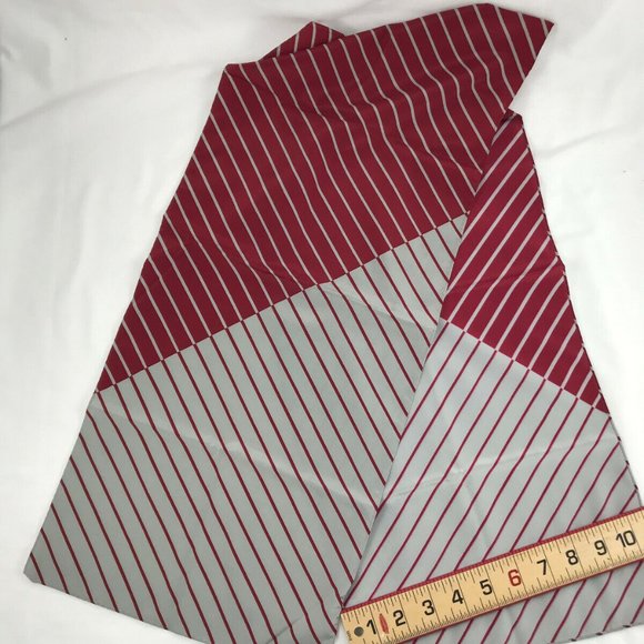 Careta Rectangle Scarf Burgundy Grey Stripe for Neck, Hair or Head Vintage Japan - Picture 4 of 5